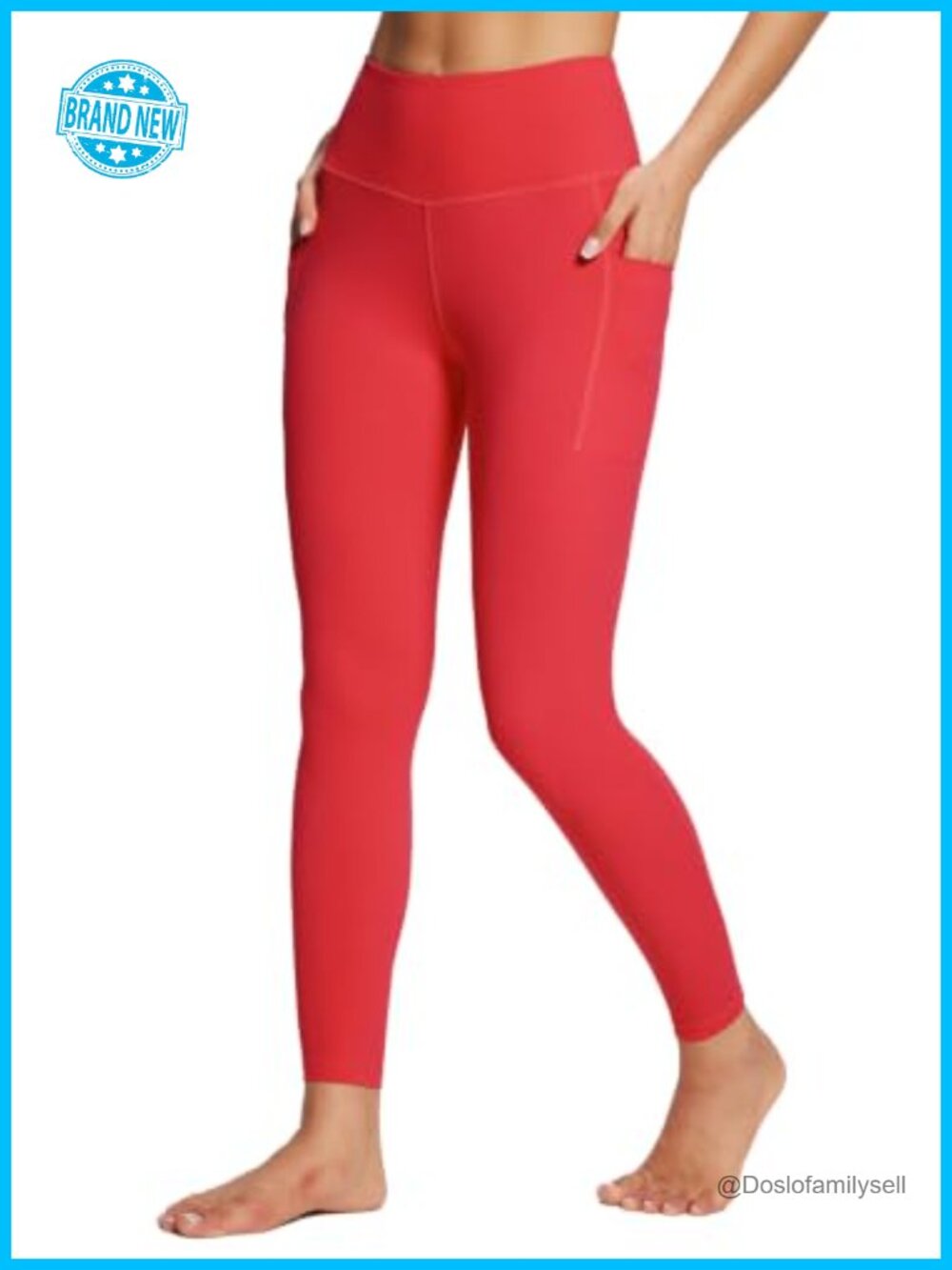 High Waisted Leggings with Pockets Tummy Control Yoga Pants Nylon Spandex